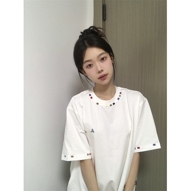 BK910CC-特P28彩虹刺绣重磅短袖T恤男女,男装T恤,星座1007（原301D）