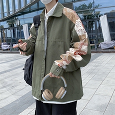 腰果花拼接牛仔外套春秋韩版潮流工装夹克潮牌复古衣服W1587-P59，男装夹克，星座512-2