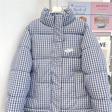加绒加厚男女立领棉衣千鸟格字母刺绣棉服面包服手塞棉MY23P76，男装棉衣，星座1013-1