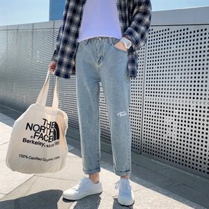 爆款夏季九分牛仔裤男宽松薄款男生裤子ins港风阔腿裤N50-P35图片
