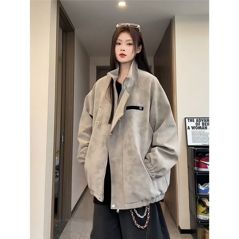 扎染美式飞行夹克皮衣男高级感外套立领飞机扣棒球服L960366-P75,男装夹克,星座1008