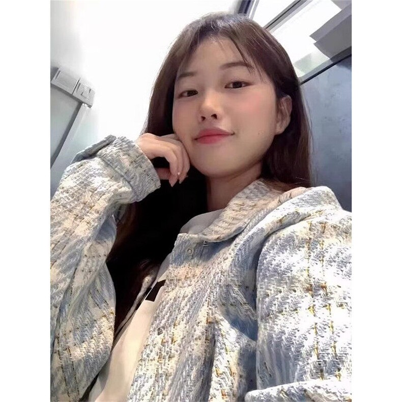 翻领格纹小香风外套女春秋季新款小众清新休闲夹克上衣JF016,男装夹克,星座1116A（原606A-3）