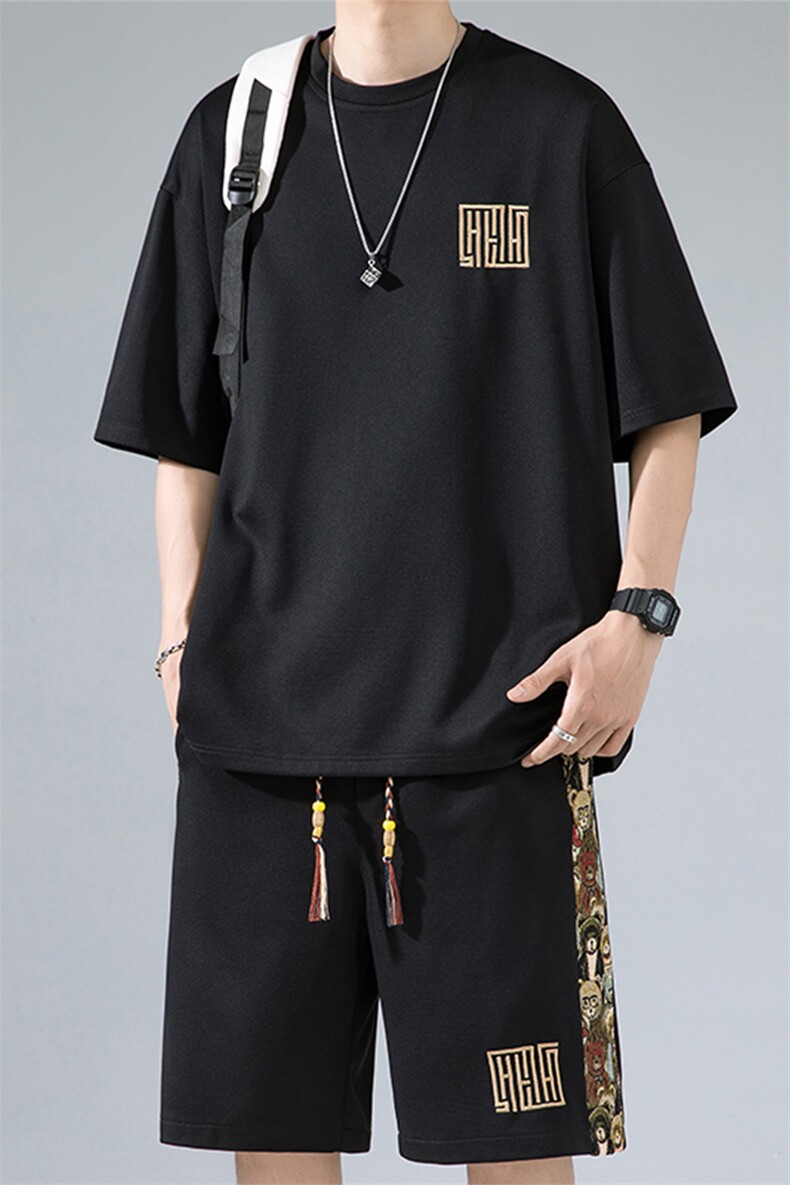 2024夏季新款无影墙大码菠萝格短袖T恤套装M-5XHQ23462-特P45,男装T恤,电商A022
