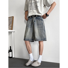 高街牛仔短裤男女韩版潮流做旧夏季2026新款ins五分裤RK2682，男装牛仔裤，星座412-2