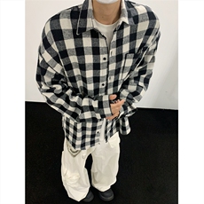 现货~磨毛加厚格子大码长袖衬衫C5899/特P25黑，男装衬衫，电商A094