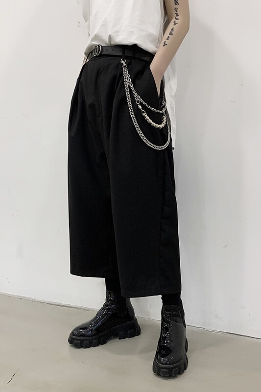 暗黑系个性宽松阔腿裤小众直筒八分裤设计感潮H1023P68,男装休闲裤,星座1114（原A254）