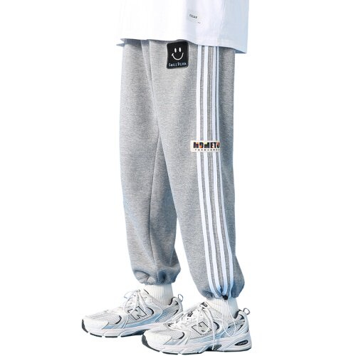 青少年大码港风束脚抽绳卫裤宽松百搭条纹舒适九分休闲裤K9169P38,男装休闲裤,电商B226