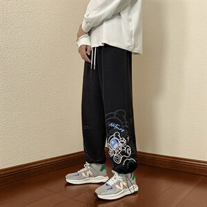 2023秋冬数据新款 港风 卡通印花抽绳束脚运动休闲裤K230-P45图片