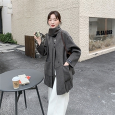 2025冬琥珀绿双面呢大衣70毛送围巾（现货）2C375-2528-P275-K418，女装毛呢外套，2C375