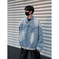 得物二开渐变提花翻领设计感牛仔外套宽松工装夹克JK1171-P78，男装工装外套，星座1103-3