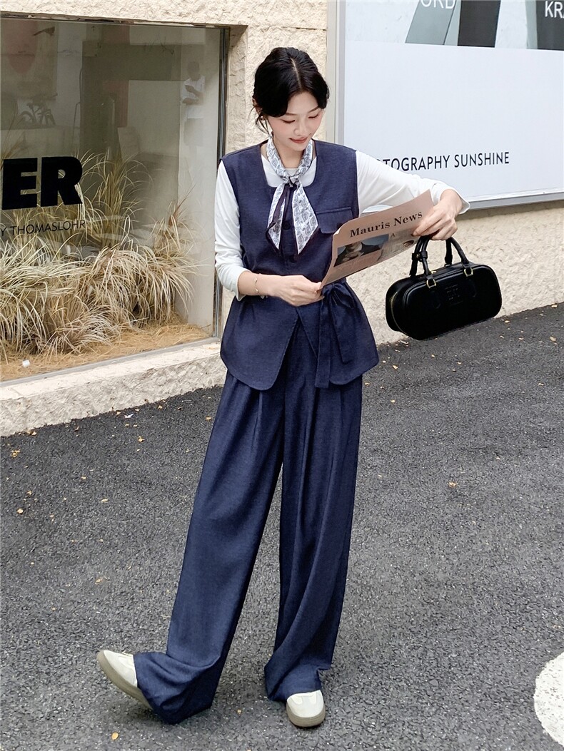 2025年秋季马甲三件套配丝巾RF2C290-6866#-P195-K295,女装套装/套裙,蝶眷