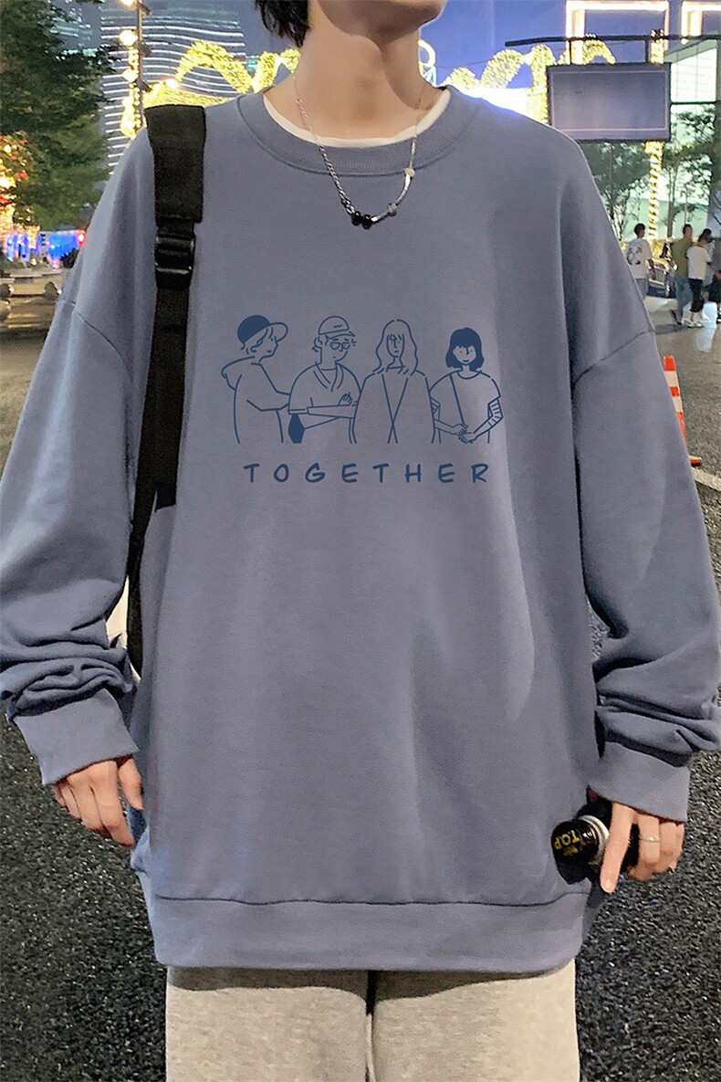 S6191-P28加绒款-P33秋季圆领卫衣男大码韩版宽松长袖外套,男装卫衣,电商A040