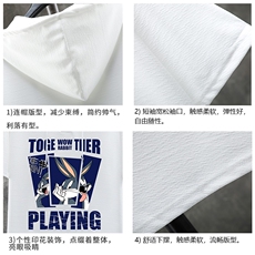 LD54234-P45连帽短袖t恤男大码胖子带帽五分袖中袖展架，男装T恤，电商A040A