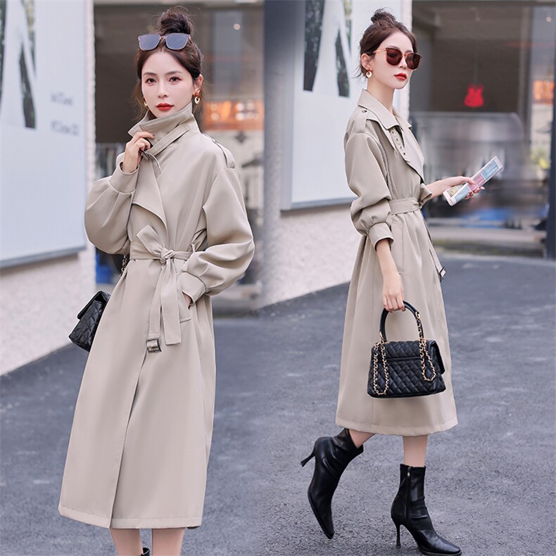 优雅气质中长款日韩风衣外套显瘦百搭时尚女装，女装风衣，曼琳思菲