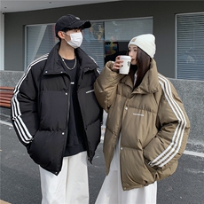 EQ332立领面包服冬季加厚棉衣男织带拼接棉服外套情侣装2024新款，男装棉衣，电商C306-1