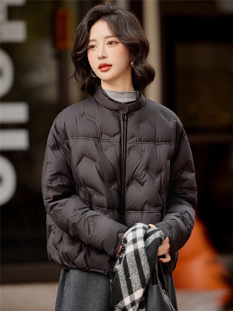 黑色短款羽绒服女2025冬季新款时尚百搭轻薄90白鸭绒外套,女装羽绒服,梦懿尔