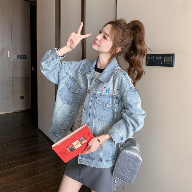 档口现货2026春秋新款女装韩版复古休闲牛仔外套p145-k218,女装短外套,2C266
