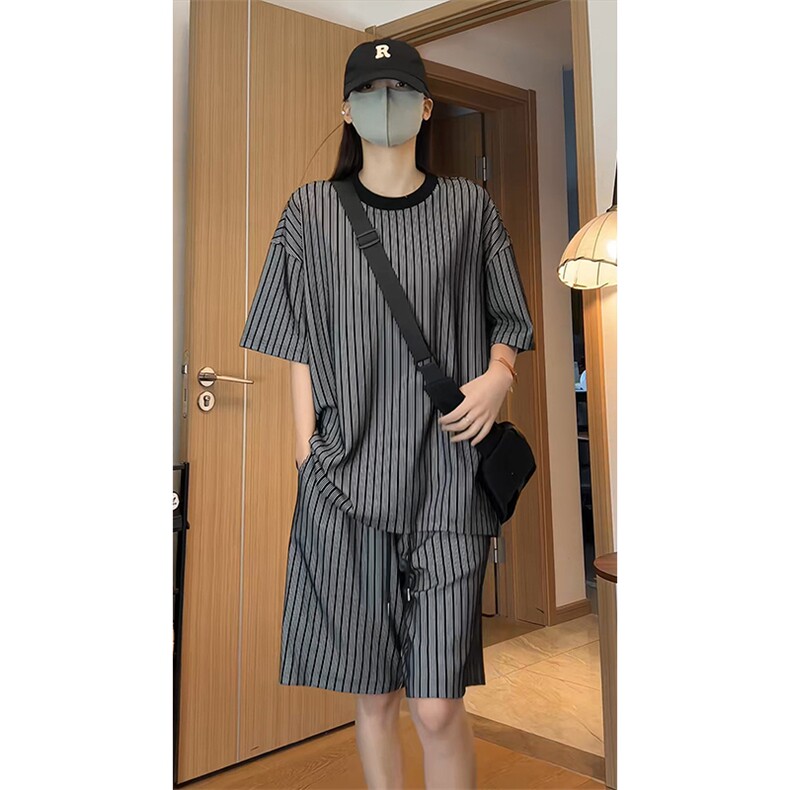 短袖短裤运动套装宽松休闲圆领条纹两件套T3712特P28/DK8699特P27,男装牛仔裤,电商A007