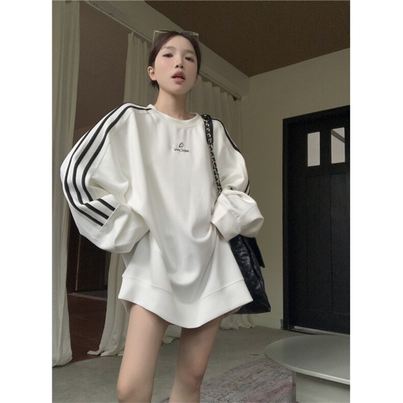 5565-P37潮牌310克后包领+刺绣三条杠休闲宽松卫衣,女装卫衣/绒衫,星座617A-2