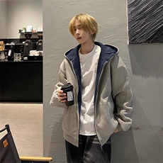 抖音得物高品质二开25秋冬美式重磅宽松结构双面连帽卫衣外套W68，男装卫衣，电商A486