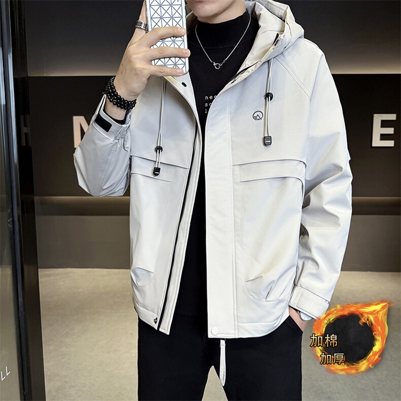 秋冬二棉男士新款连帽青年简约休闲纯色轻薄保暖，男装棉衣，星座703-1