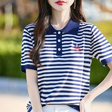 夏季2025新款女士时尚气质减龄polo衫上衣，女装T恤，佰米娇羊绒