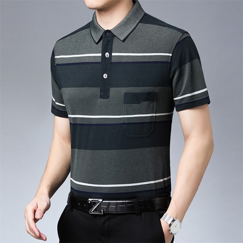 百搭时尚polo男士短袖上衣条纹夏季宽松中年潮流T恤HM1506-P60,男装Polo衫,星座1105-3