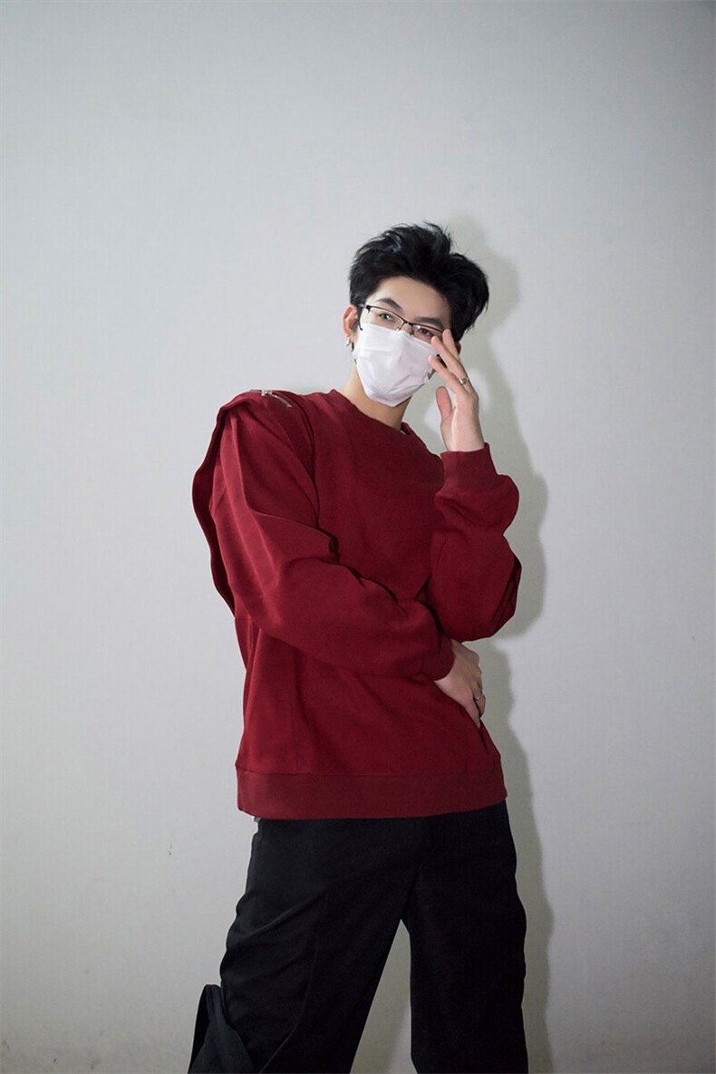 明星私服潮流小众机车卫衣T恤潮男飞袖打底衫长袖卫衣P58,男装T恤,电商B319