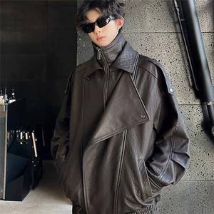 加绒皮衣外套男女2025新款美式机车秋季设计感小众痞帅飞行员夹克图片