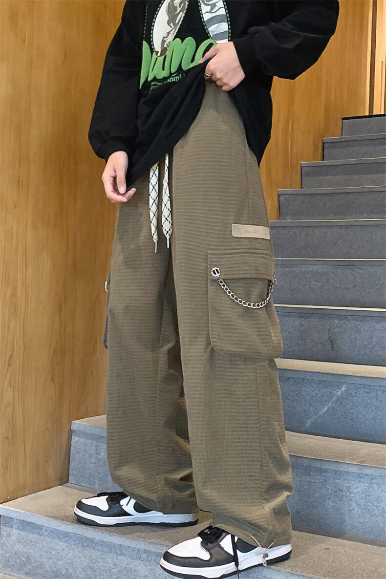 2023秋季新品灯芯绒金属装饰宽松工装裤可束脚长裤男士K7405-P70,男装休闲裤,电商A441-1