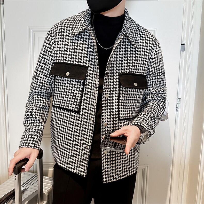 新款呢子大衣秋冬妮子毛呢短款宽松夹克外套A236-JK-3056-特P100,男装夹克,电商A236
