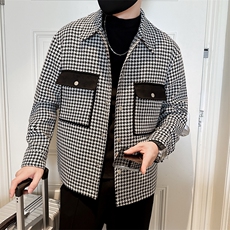 新款呢子大衣秋冬妮子毛呢短款宽松夹克外套A236-JK-3056-特P100，男装夹克，电商A236