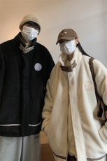 港风情侣装冬装皮毛一体刺绣羊羔毛棉衣男装厚棉服外套G1037P128，男装棉衣，电商A339