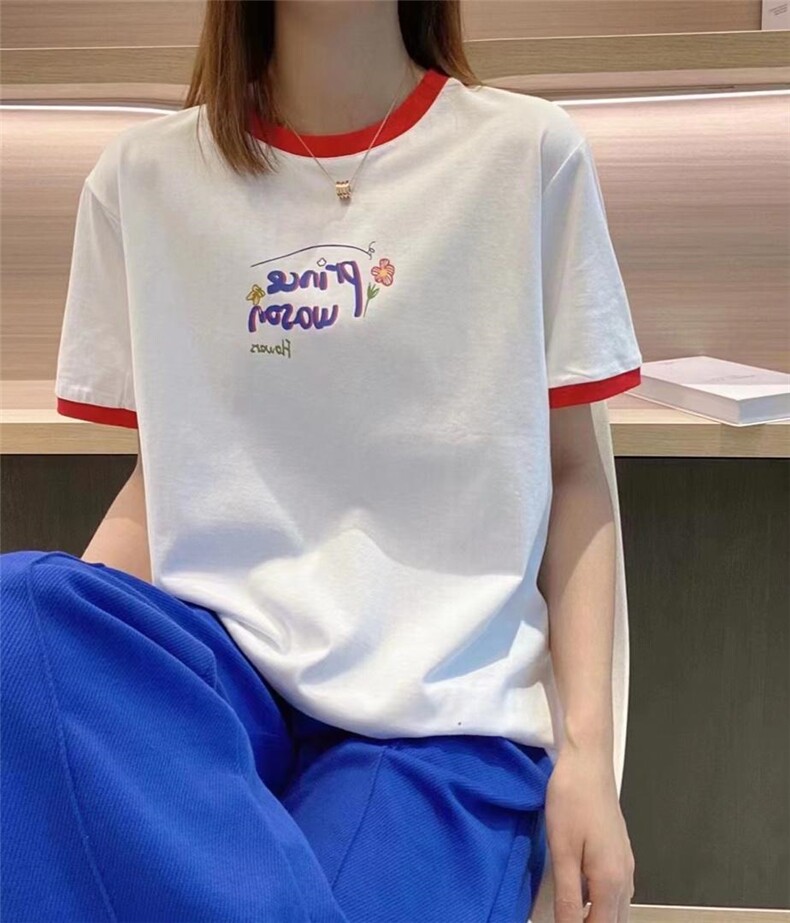 现货，夏装新款，领口撞色T，其它，素墨