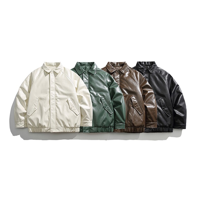 2026冬季新款男装日系潮牌纯色休闲皮衣棉服加厚外套MY382-F145图片