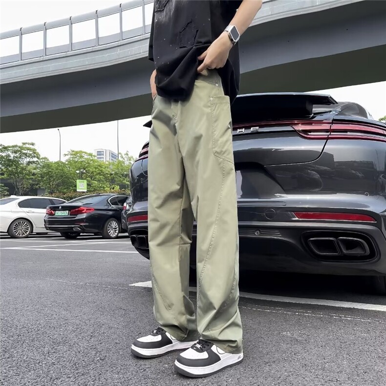 弯刀阔腿休闲工装裤男士春秋季新款宽松百搭潮流直筒裤,男装工装外套,星座410-7