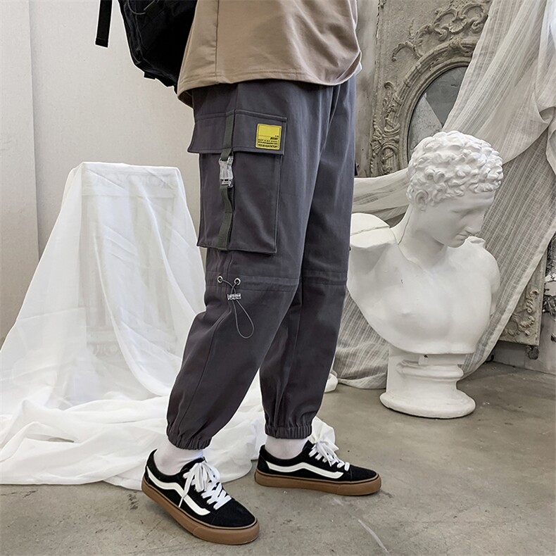 【】A003-HZ7023-P65春装新款特色工装长裤港风女模1,男装休闲裤,电商A003