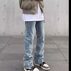 春款男女牛仔裤直筒拼接宽松直角长裤nk5180P45，男装牛仔裤，星座1013-1