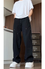 直筒宽松纯棉2024新款休闲裤小众百搭长裤A061-AX00568-P55，男装休闲裤，电商A061