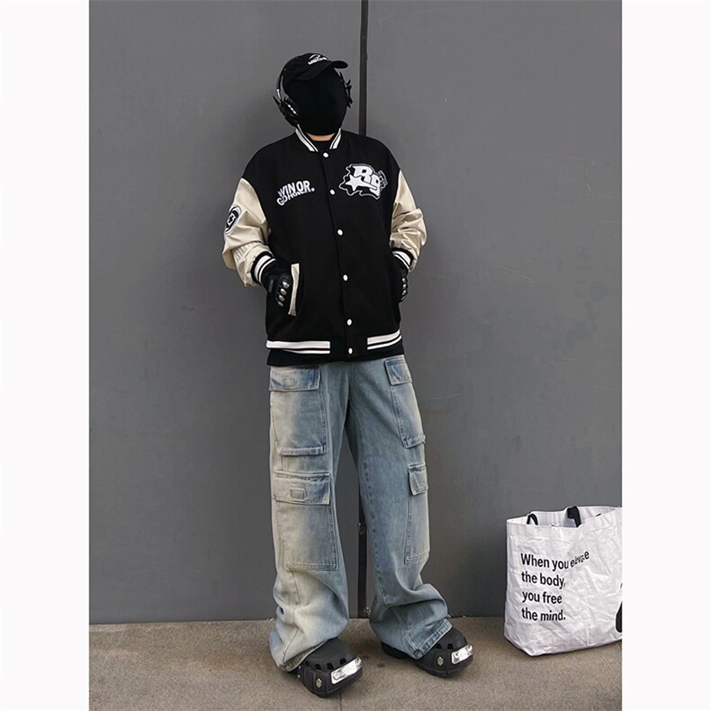 B221美式ins高街暗黑小众渐变色宽松工装牛仔裤LK23143-P80控108,男装牛仔裤,电商B221