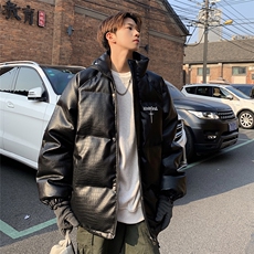 EQ345美式绣花PU皮棉衣冬季加厚保暖外套男潮流棉服2024新款，男装棉衣，电商C306-1