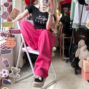 牛仔裤男秋季潮大码休闲裤子高街N6013P40图片