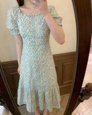 现货独屿夏两穿显瘦碎花连衣裙，女装连衣裙，独屿