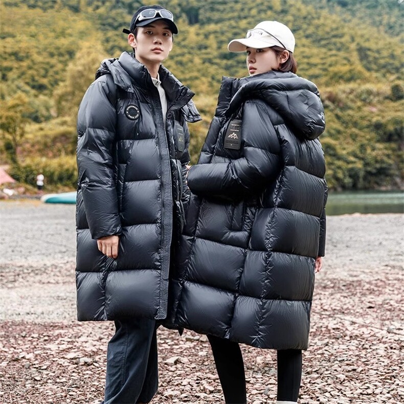 标85%鸭绒三防羽绒服男亮面新款面包服中长款连帽外套db99-P320，男装羽绒服，星座1210B