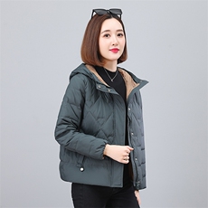 时尚保暖连帽小面包羽绒服修身显瘦短款外套，女装羽绒服，依恋蒂丝