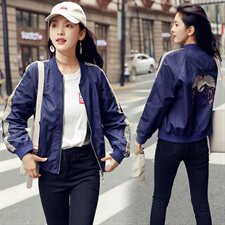 粉色短款外套女2025春秋新款韩版时尚休闲百搭刺绣棒球服夹克上衣，女装短外套，帛香坊