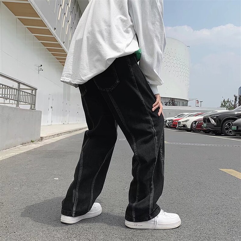 设计感拼接牛仔裤撞色2023夏新款重工百搭直筒裤N7013P45,男装牛仔裤,星座1116-2