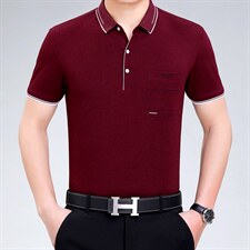 中年男士冰丝棉polo衫爸爸装夏季宽松短袖t恤中老年男装薄款上衣,男装T恤,电商B212（原钱塘6029）