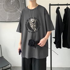 夏季新款港风潮流印花宽松圆领T恤T41P25控38，男装T恤，电商A268A