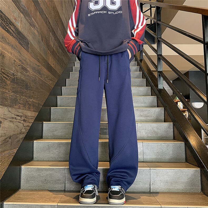 复古cleanfit裤子男秋季美式潮牌垂感褶皱休闲长裤图片